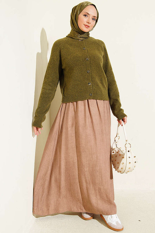 Chaqueta De Punto Básica Con Botones En Verde Oliva