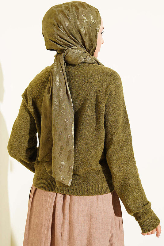 Chaqueta De Punto Básica Con Botones En Verde Oliva