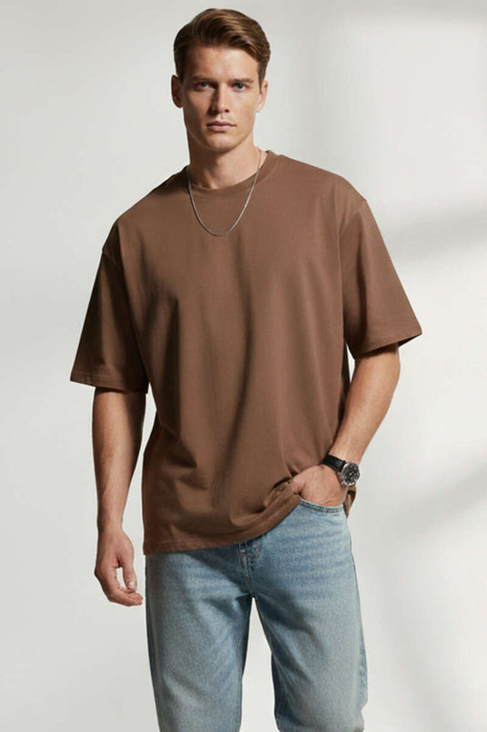 T-shirt basique pour homme, marron