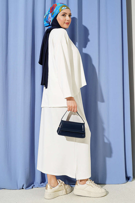 Basic Skirt Two-Piece Set Ecru