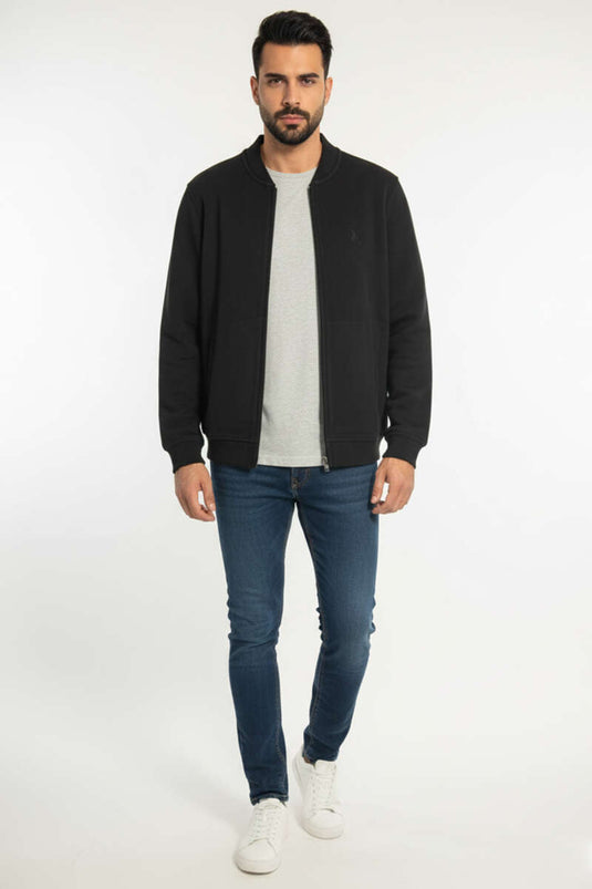 كارديجان رجالي أساسي بسحاب، أسود