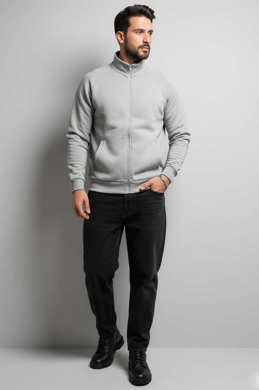 Gilet basique zippé gris pour homme