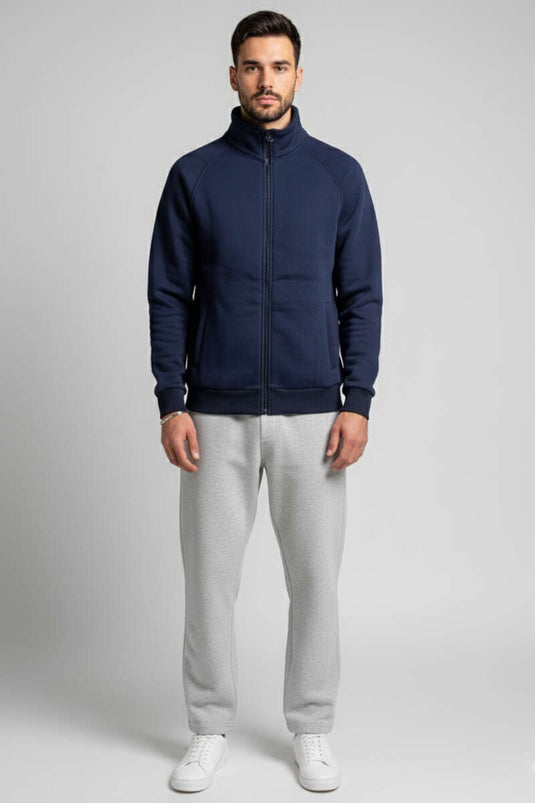 Basic Fermuarlı Erkek Hırka Lacivert