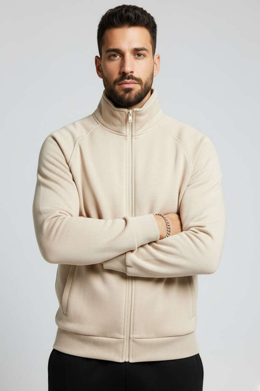 Gilet zippé basique pour homme, couleur pierre