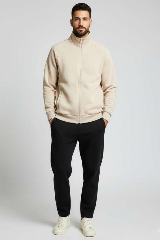 Gilet zippé basique pour homme, couleur pierre