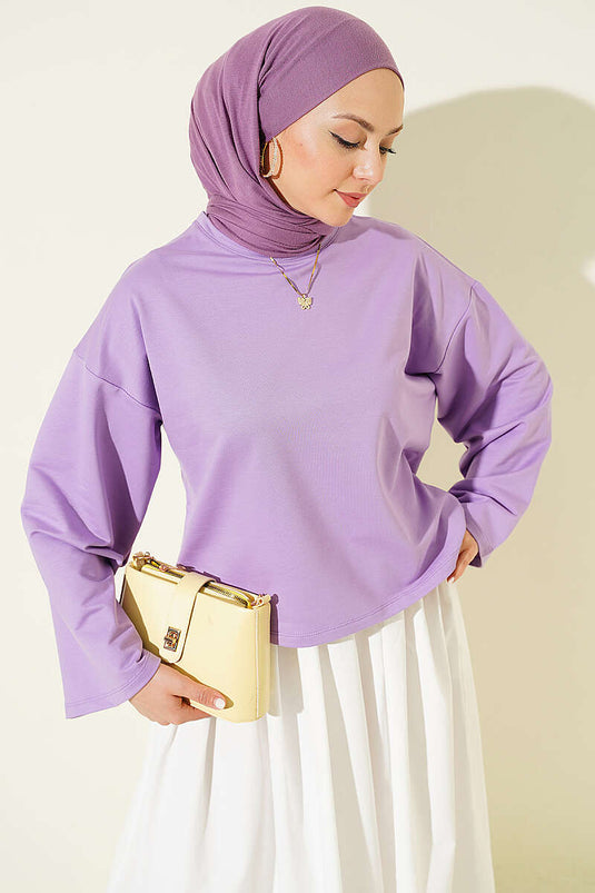 Basic Geniş Kollu Bluz Lila
