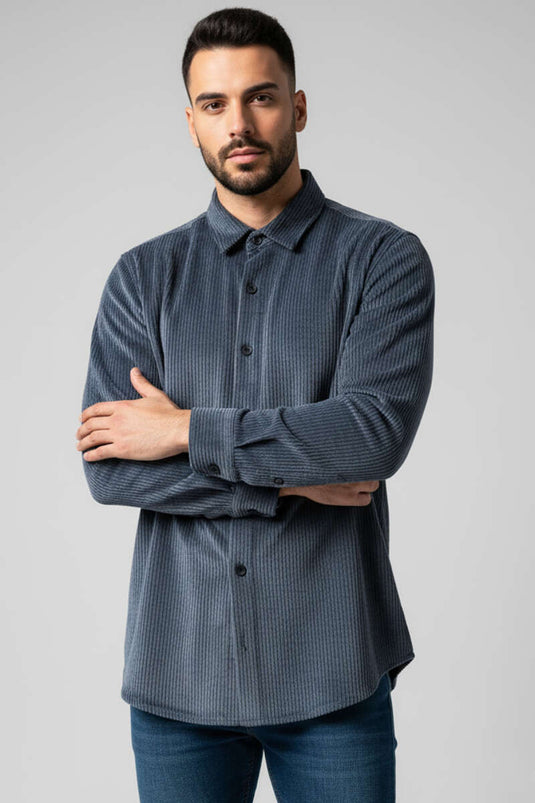 Basic Velvet Men's Shirt Anthracite