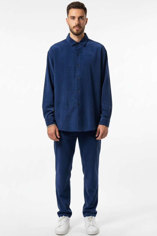 Basic Velvet Men's Shirt Indigo