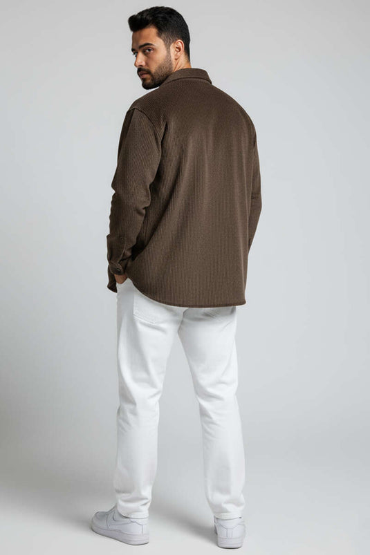 Basic Velvet Men's Shirt, Brown