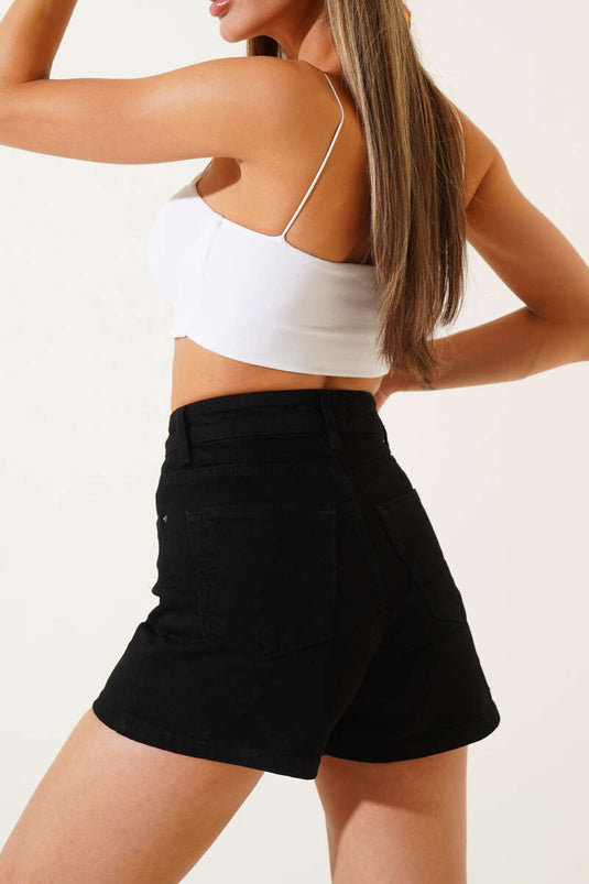 Short en jean noir basique