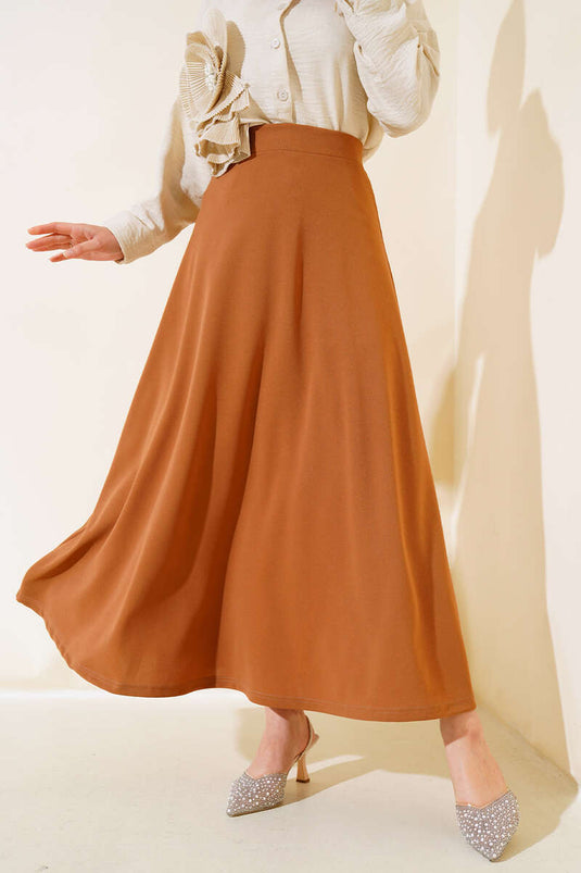 Basic Flared Skirt Tan