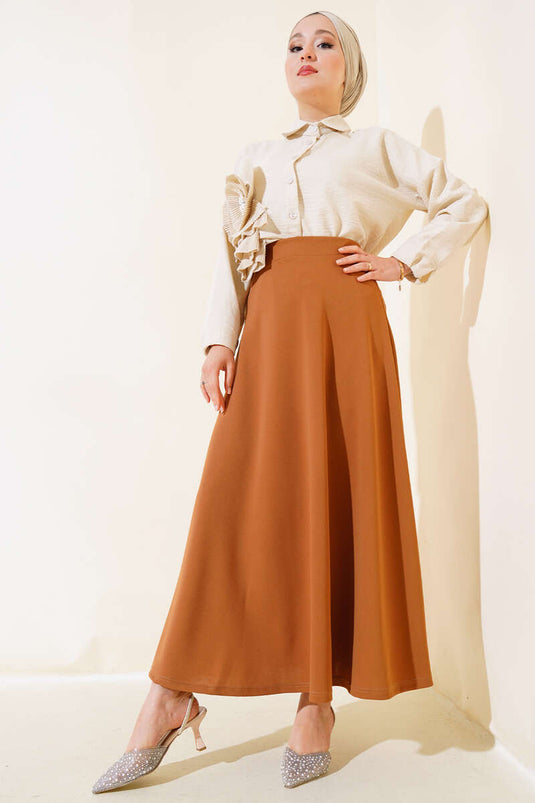 Basic Flared Skirt Tan