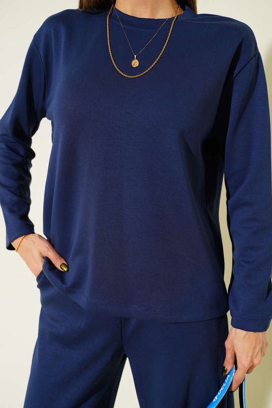 Basic Loysa Two-Piece Set, Navy Blue