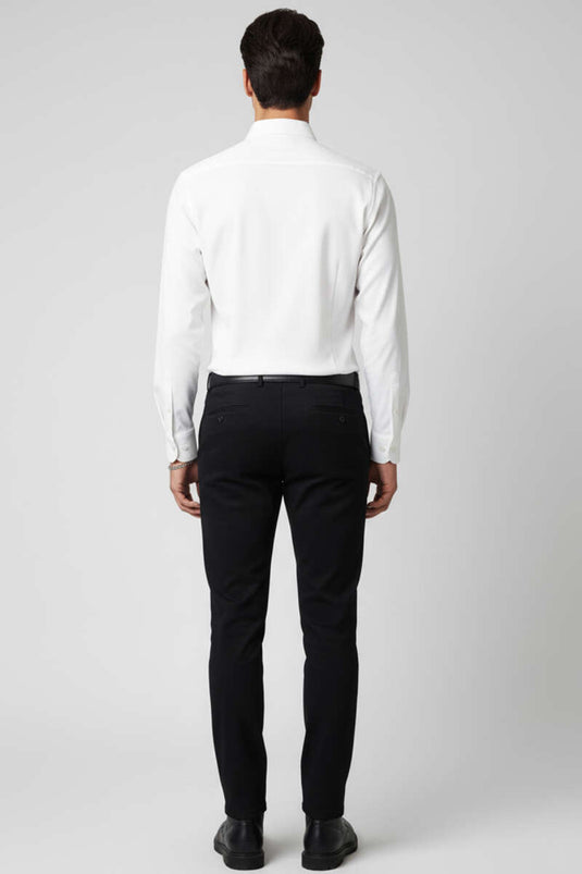 Chemise à poignets basiques pour homme, blanche