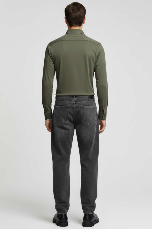 Chemise à poignets basiques pour homme, kaki