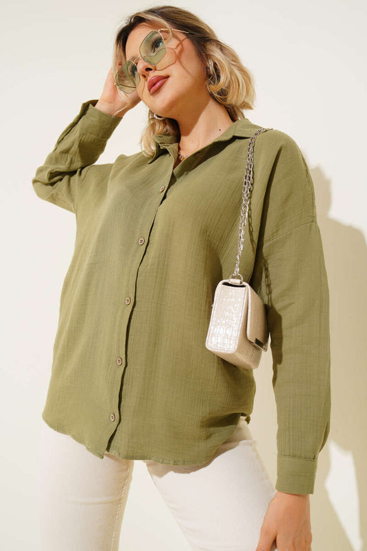 Basic Muslin Shirt Khaki