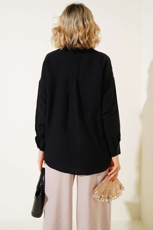 Chemise basique en mousseline noire