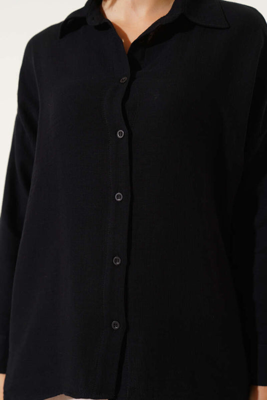 Chemise basique en mousseline noire