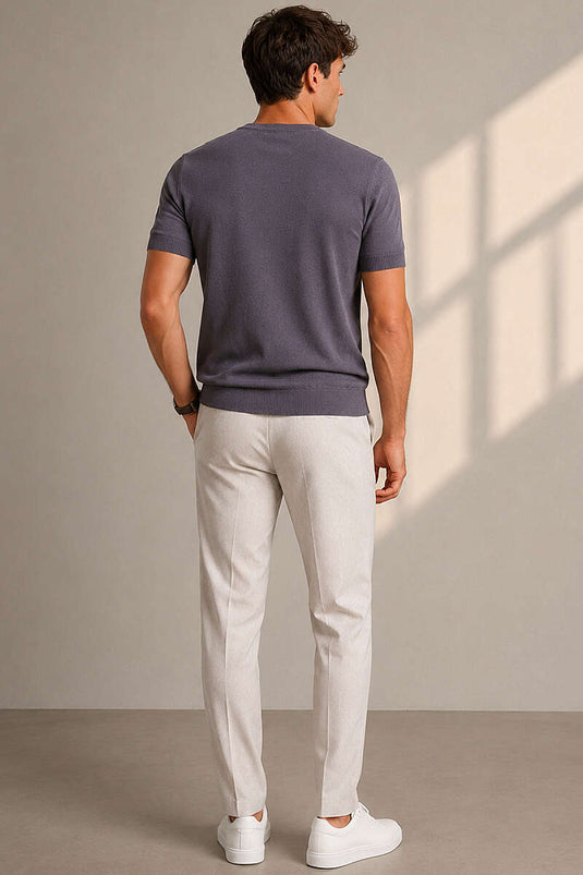 Basic Strick Herren T-Shirt in Rauchgrau