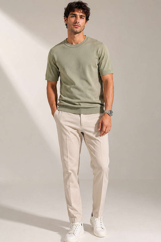 Basic Knit Men's T-shirt Khaki