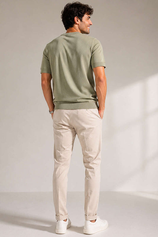Basic Knit Men's T-shirt Khaki
