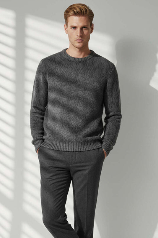 Pull basique en maille pour homme, gris