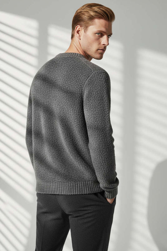 Pull basique en maille pour homme, gris