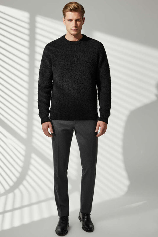 Pull basique en maille pour homme, noir