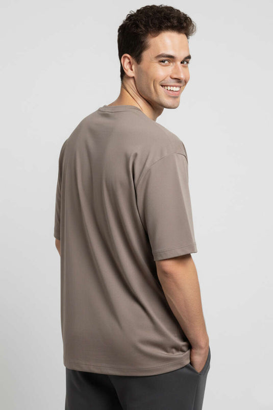 T-shirt basique oversize pour homme, couleur vison