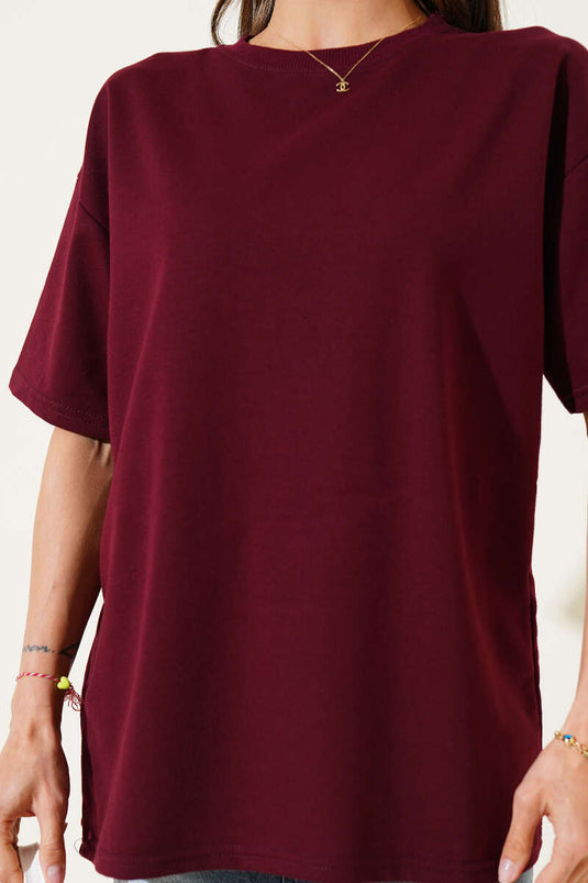 Basic Oversize T-shirt Bordo