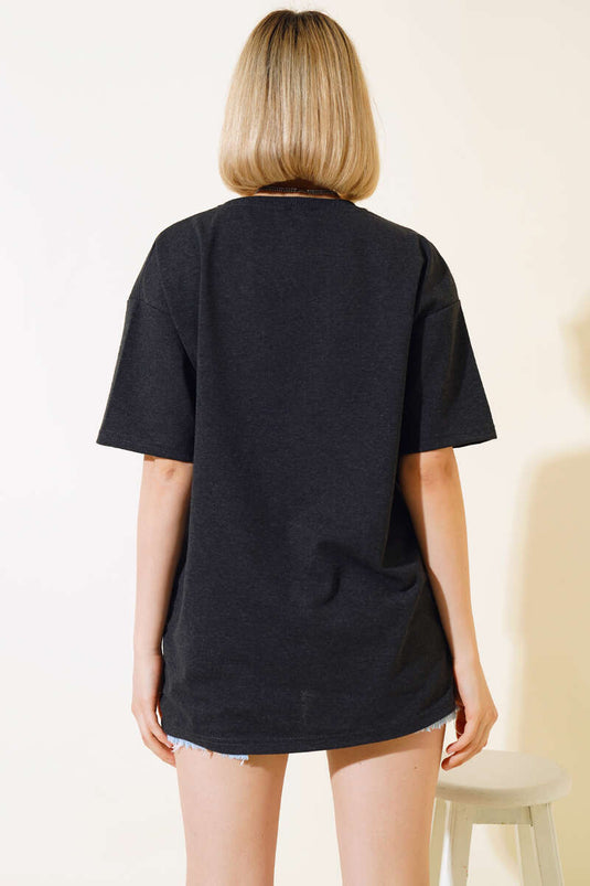 Basic Oversize T-shirt Antrasit