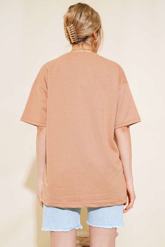 Basic Oversize T-shirt Camel