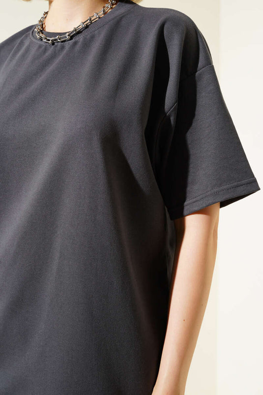 Basic Oversize T-shirt Füme