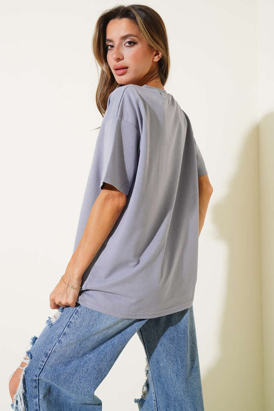 T-shirt basique oversize argenté