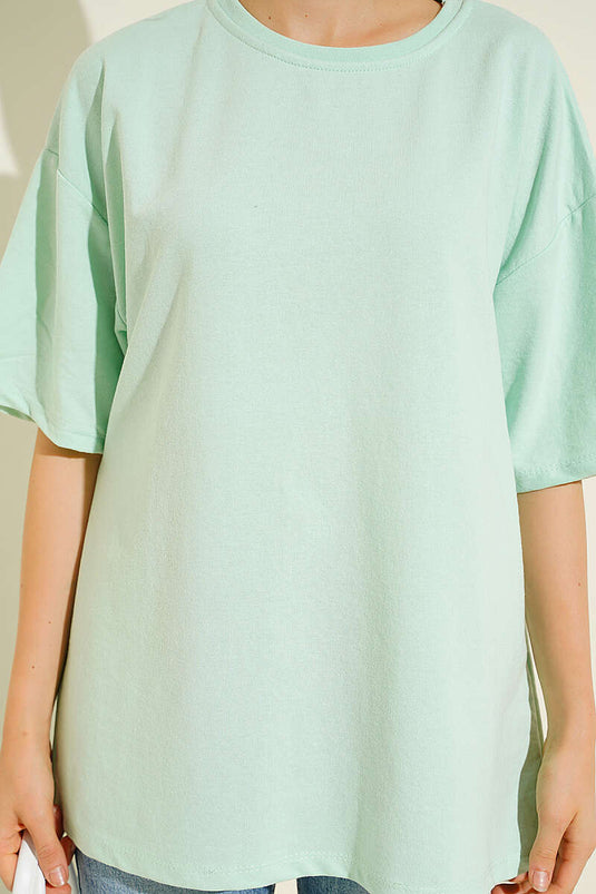 Basic Oversize T-shirt Su Yeşili
