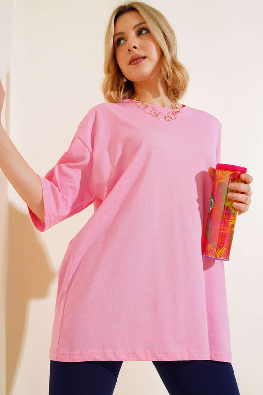 Basıc Oversize T-Shirt Pembe