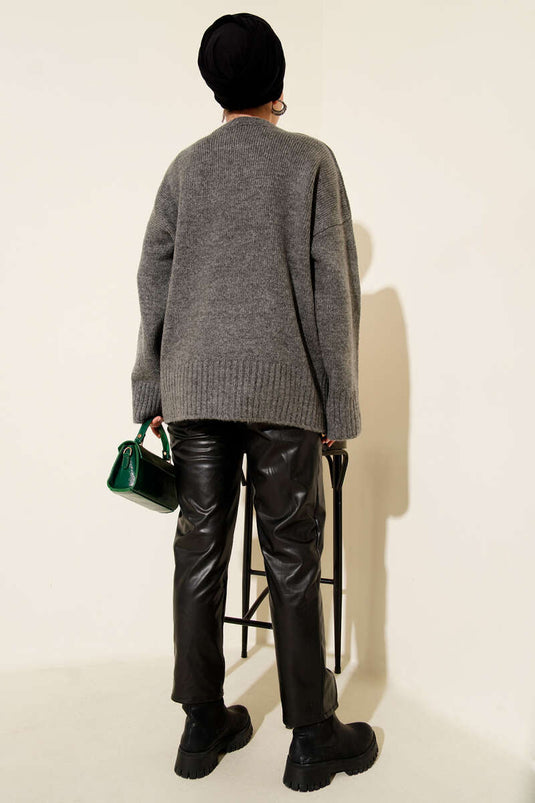 Tunique Tricot Oversize Basic En Fumée
