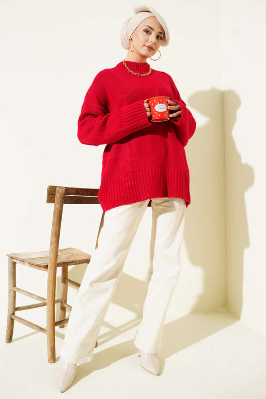 Tunique Tricot Oversize Rouge