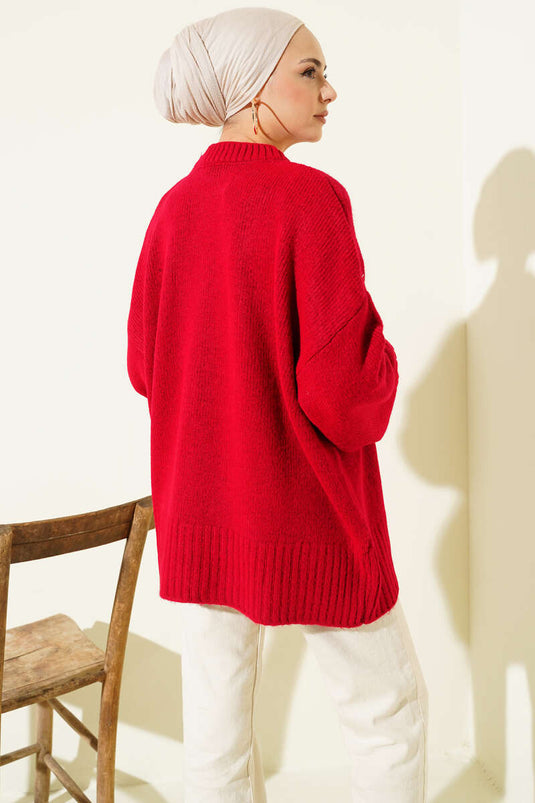 Tunique Tricot Oversize Rouge