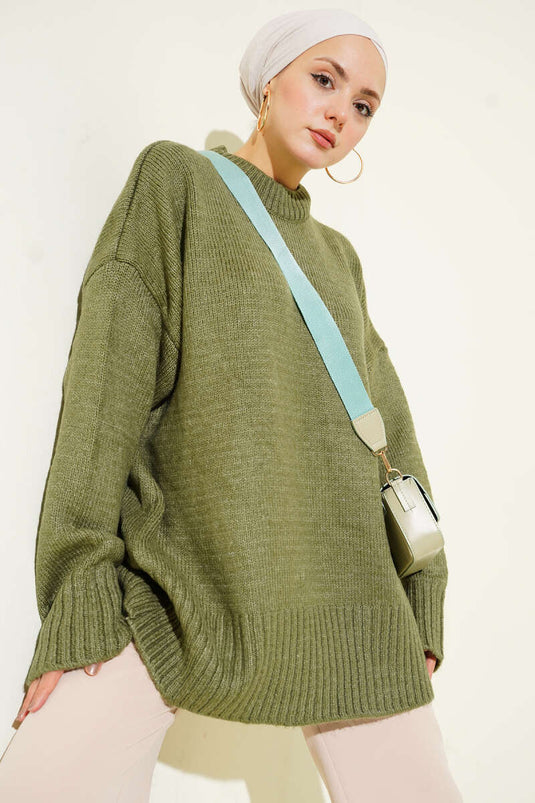 Tunique En Maille Oversize Basique Marine