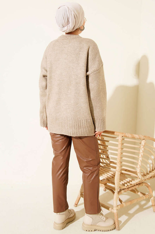 Basic Oversize Sweater Tunic Mink