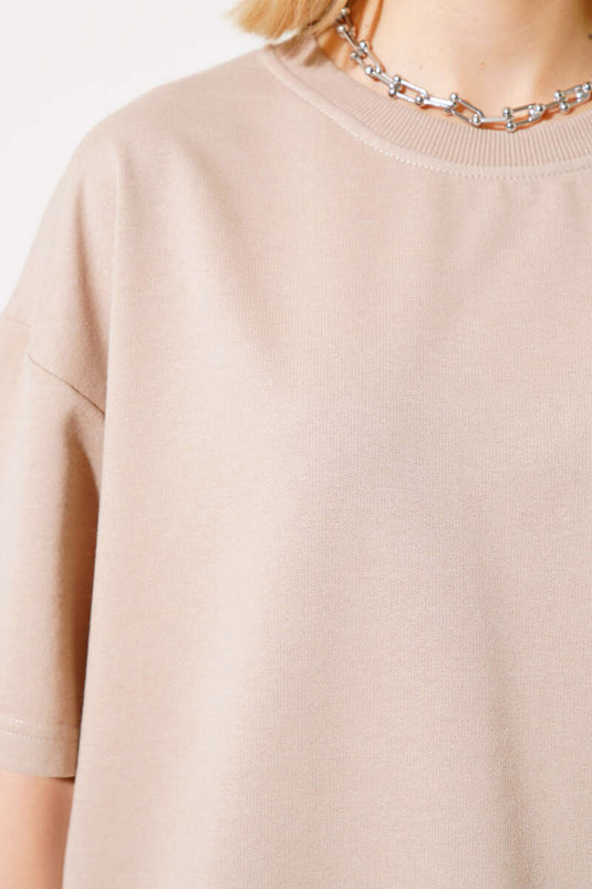 T-shirt basique oversize couleur latte