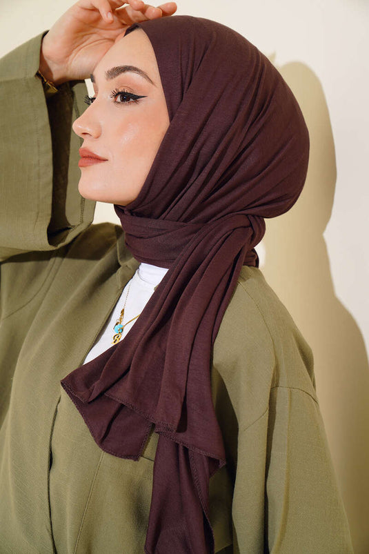 Châle en coton peigné basique, café amer