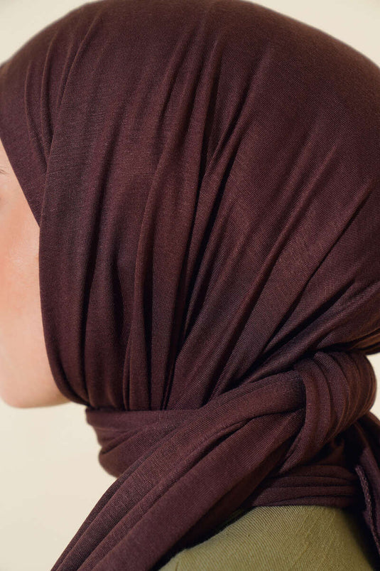 Châle en coton peigné basique, café amer