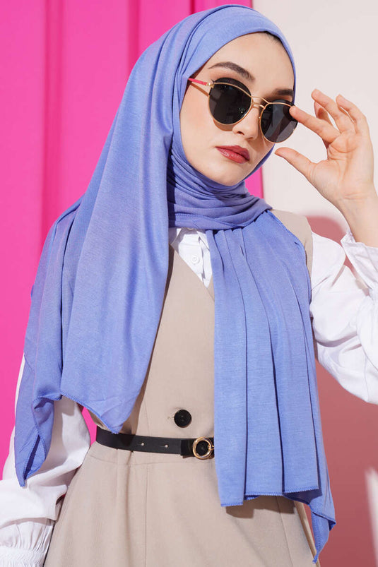 Châle basique en coton peigné indigo