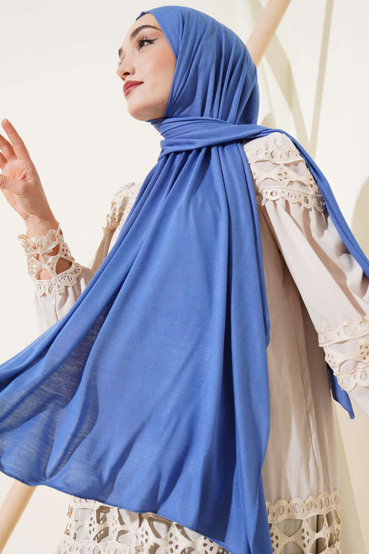 Châle en coton peigné basique bleu