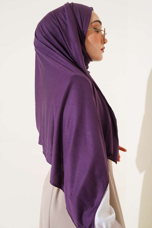 Châle en coton peigné basique violet