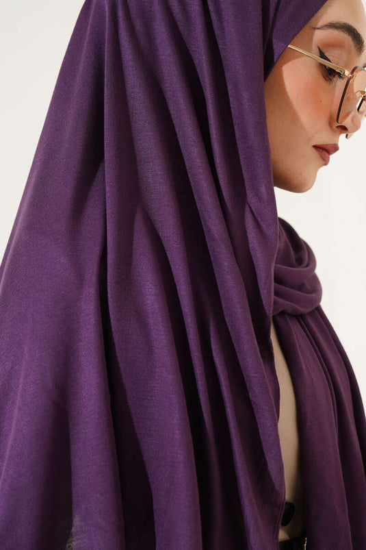Châle en coton peigné basique violet