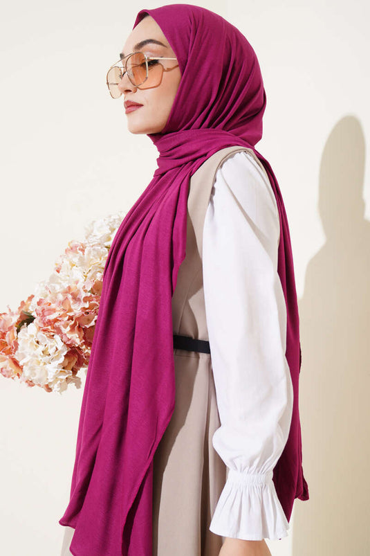 Châle basique en coton peigné couleur prune