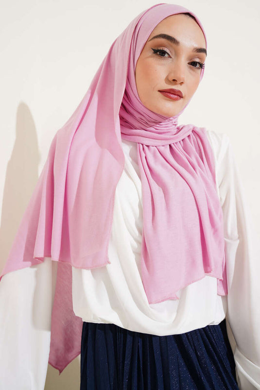 Châle rose en coton peigné basique